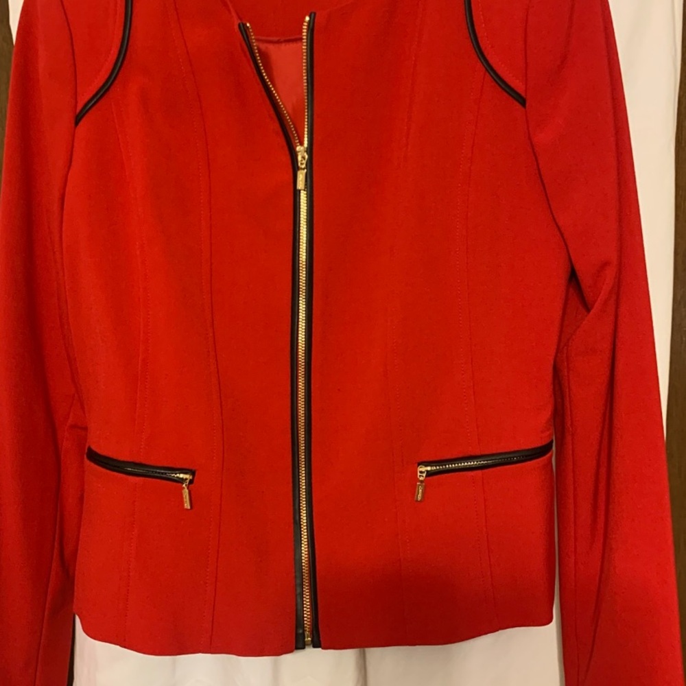 Calvin Klein Red Blazer with Black Trim